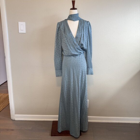 Favorite Daughter Blue Polka Dot Wrap Long Sleeve Dress Size Small - Picture 1 of 5